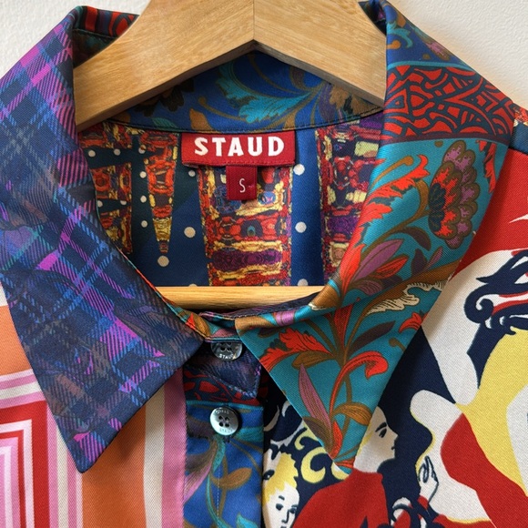 STAUD Martha patterned button down size S - Picture 3 of 6